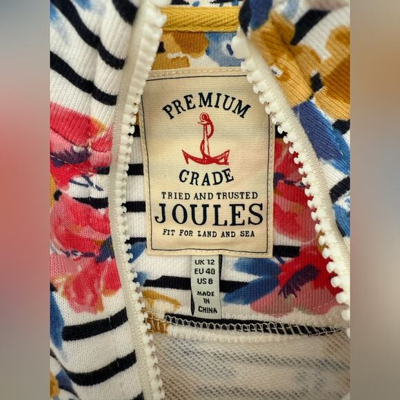 Joules Pip Floral Quarter Zip Sweatshirt Striped Pullover US Size 8 - Picture 4 of 9